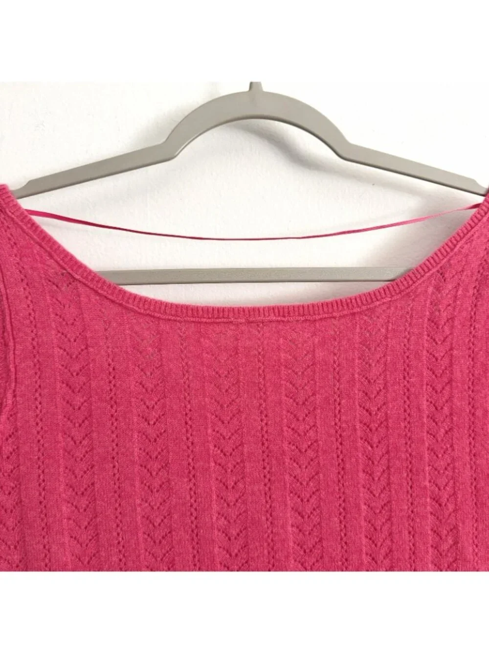 Free People Pink Hera Cashmere Pointelle Sweater Crop Top Women’s Size Small